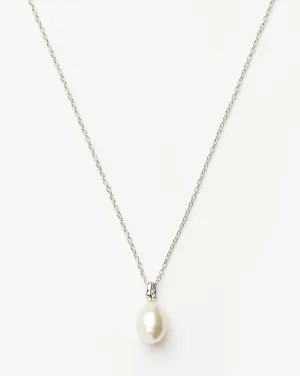 Fine Baroque Pearl Organic Pendant Necklace | 14ct Solid White Gold/Pearl