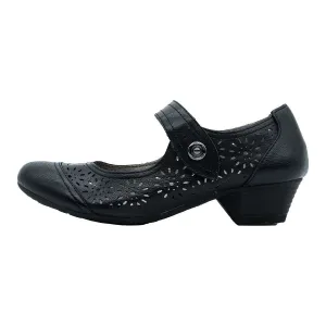 Footflexx High-Heel Shoes Leather Black Colour For Women