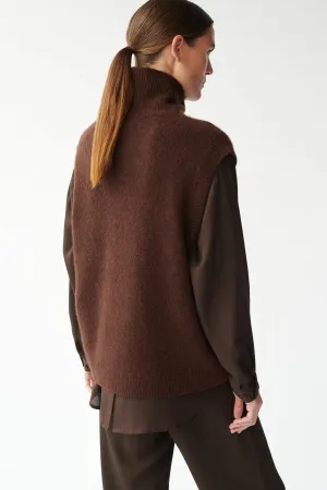 FRED KNIT VEST - AMERICANO -  SILK/CASHMERE
