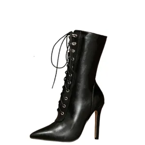 Funki Buys | Boots | Women's Lace Up Stiletto Chelsea Boots