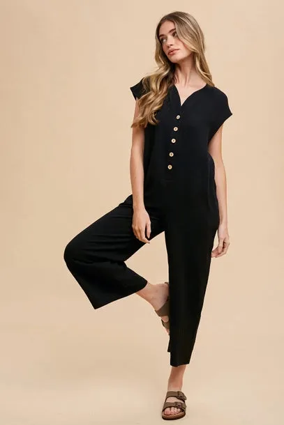 Gabby Gauze Button Down Jumpsuit