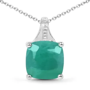 Genuine 2.20 Carat Emerald Sterling Silver Pendant