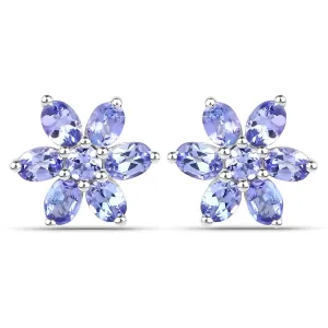 Genuine 2.24 Carat Tanzanite .925 Sterling Silver Earrings