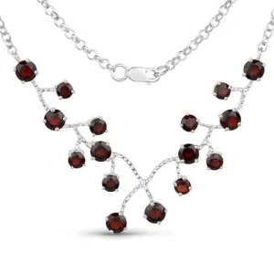 Genuine 7.20 Carat Garnet .925 Sterling Silver Necklace