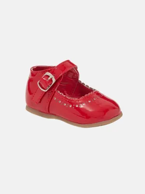 Girls Elegant Hard Soled Shoe Debbie - Red