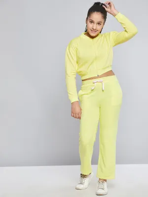 Girls Yellow Fleece Brand Drawstring Track Pants - Lyush Kids