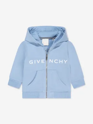 Givenchy Baby Boys Logo Zip Up Hoodie in Blue