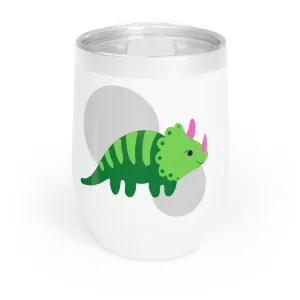 Green Triceratops Dinosaur Chill Wine Tumbler