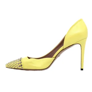 Gucci Studded Pump High-Heel Shoes Leather Yellow Colour For Women