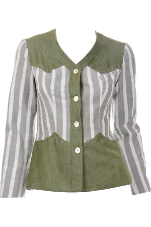 Hal Krasell California Vintage 1960s Green Striped Jacket