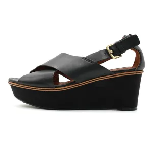H&M Womens Platform Sandals Leather Black Colour For Women