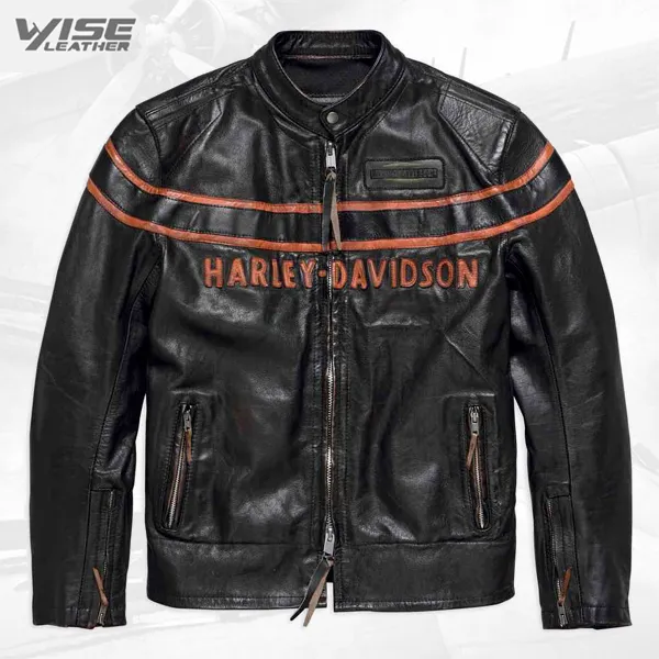 Harley Davidson Double Ton Men's Slim Fit Leather Motorcycle Jacket