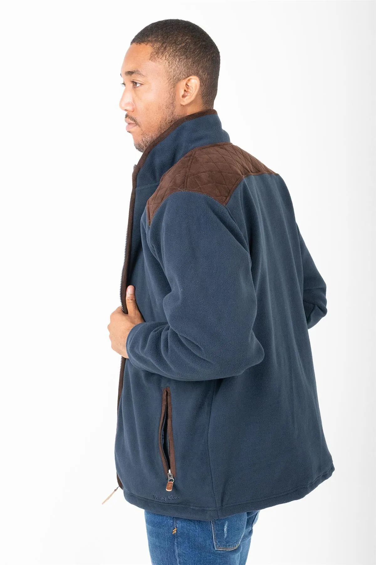 Hazy Blue Marlon Mens Padded Fleece Quilted Jacket