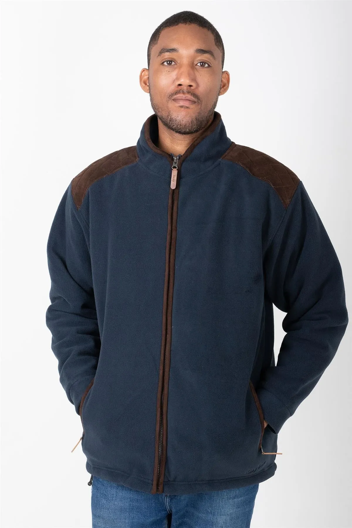 Hazy Blue Marlon Mens Padded Fleece Quilted Jacket