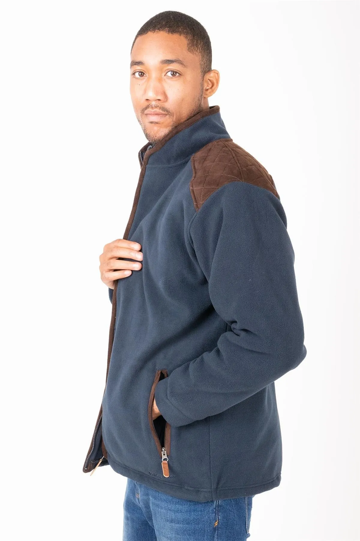 Hazy Blue Marlon Mens Padded Fleece Quilted Jacket