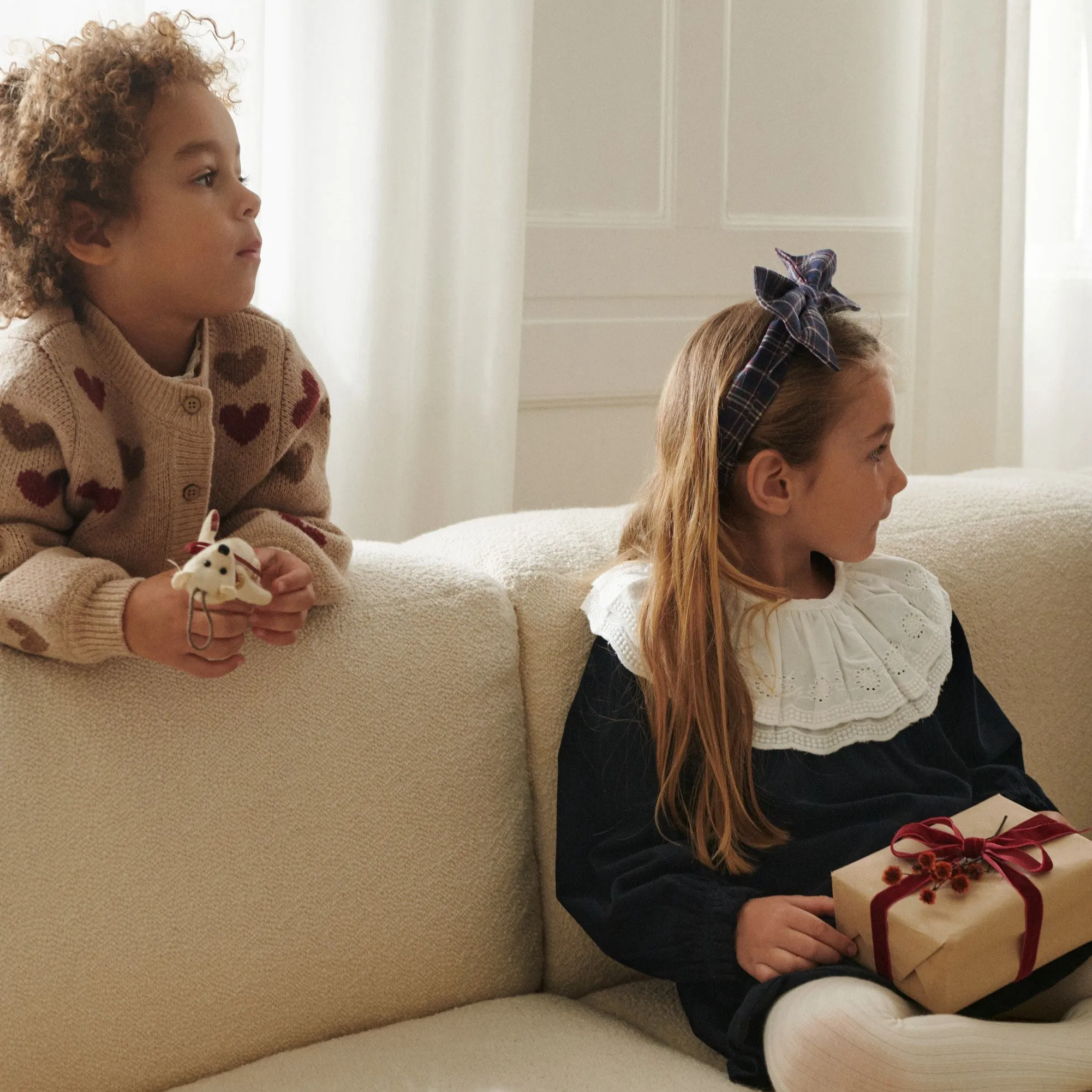 Headband Bow Alba - navy check