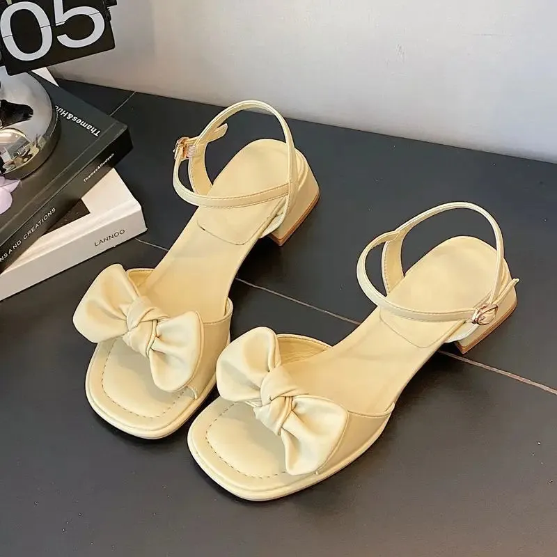 Hnzxzm Summer 2024 Square Heels Sandals for Woman Party and Weddings Footwear Open Toe Women's Shoes Beach Chunky Block Heel Thick