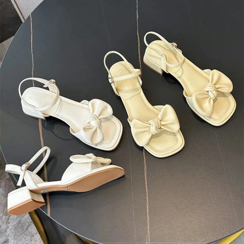 Hnzxzm Summer 2024 Square Heels Sandals for Woman Party and Weddings Footwear Open Toe Women's Shoes Beach Chunky Block Heel Thick