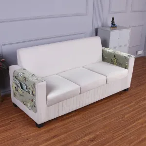 HOKIPO Polyester 2 Pcs Printed Quilted Sofa Armrest Cover, Floral Ash Grey