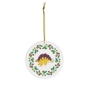 Holiday Stegosaurus - Ceramic Ornament