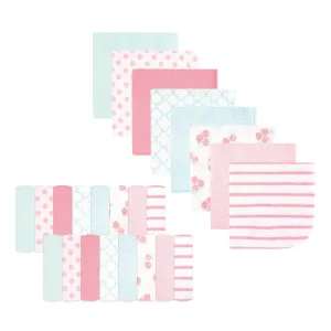 Hudson Baby Rayon from Bamboo Washcloth Bundle, Soft Pink Roses
