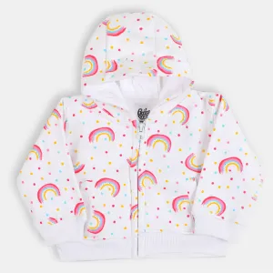 Infant Girls Hooded Jacket Rainbow - White