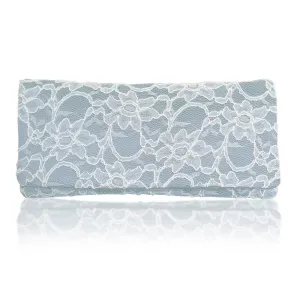 Ivory lace and light blue bridal wedding clutch handbag ASTRID