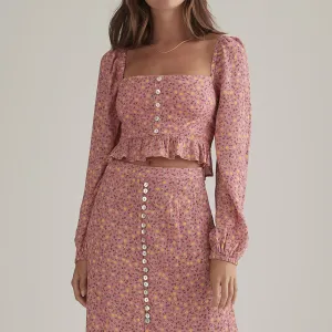 Jalda Top - Pink Ditsy Floral