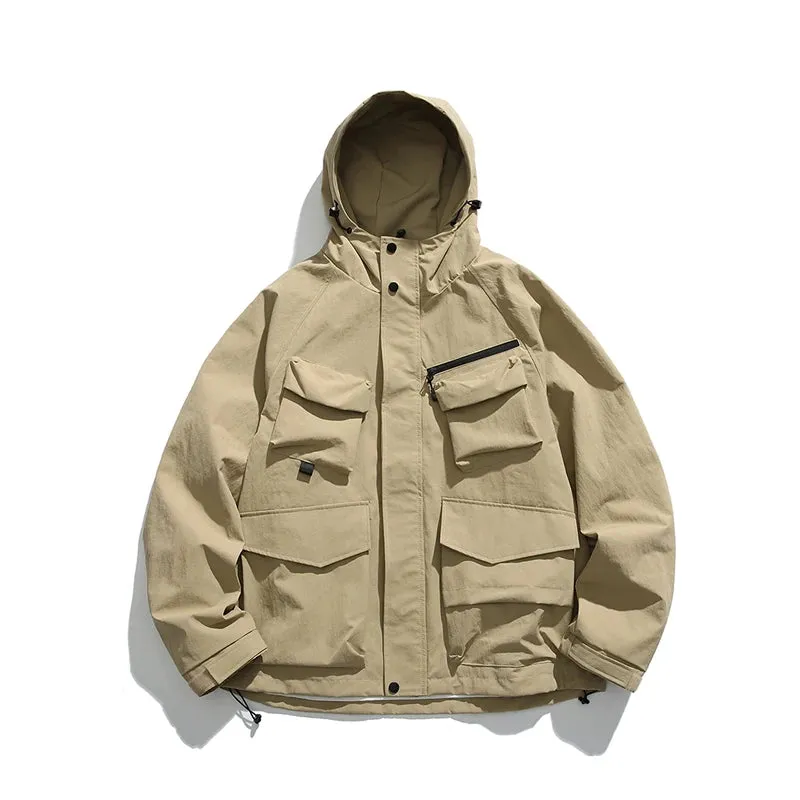 Japanese Streetwear Trend Windbreaker Cargo Hooded Jacket - Casual Hoodie