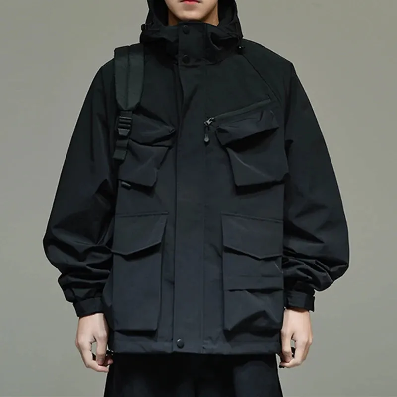 Japanese Streetwear Trend Windbreaker Cargo Hooded Jacket - Casual Hoodie