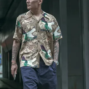 Japanese Tiger Camp Shirt - Old Men's Short Sleeve Shirts - Japan Style