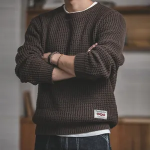 Jinquedai mens outfits Workwear Retro round Neck Thickened Thick Wool Autumn and Winter Sweater Ameikaji Loose Sweater Men's Clothing