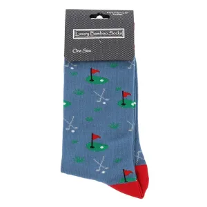 Joe Davies Men's Blue Bamboo Golf Socks