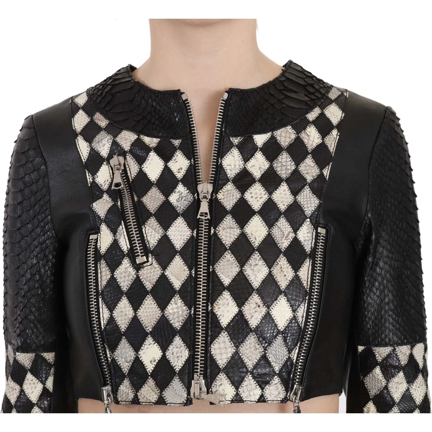 John Richmond Chic Biker-Inspired Cropped Leather Jacket