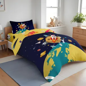 Kids Duvet Cover Set 3 Pcs - Space Print | 135x220cm | Microfiber | Cotton Home