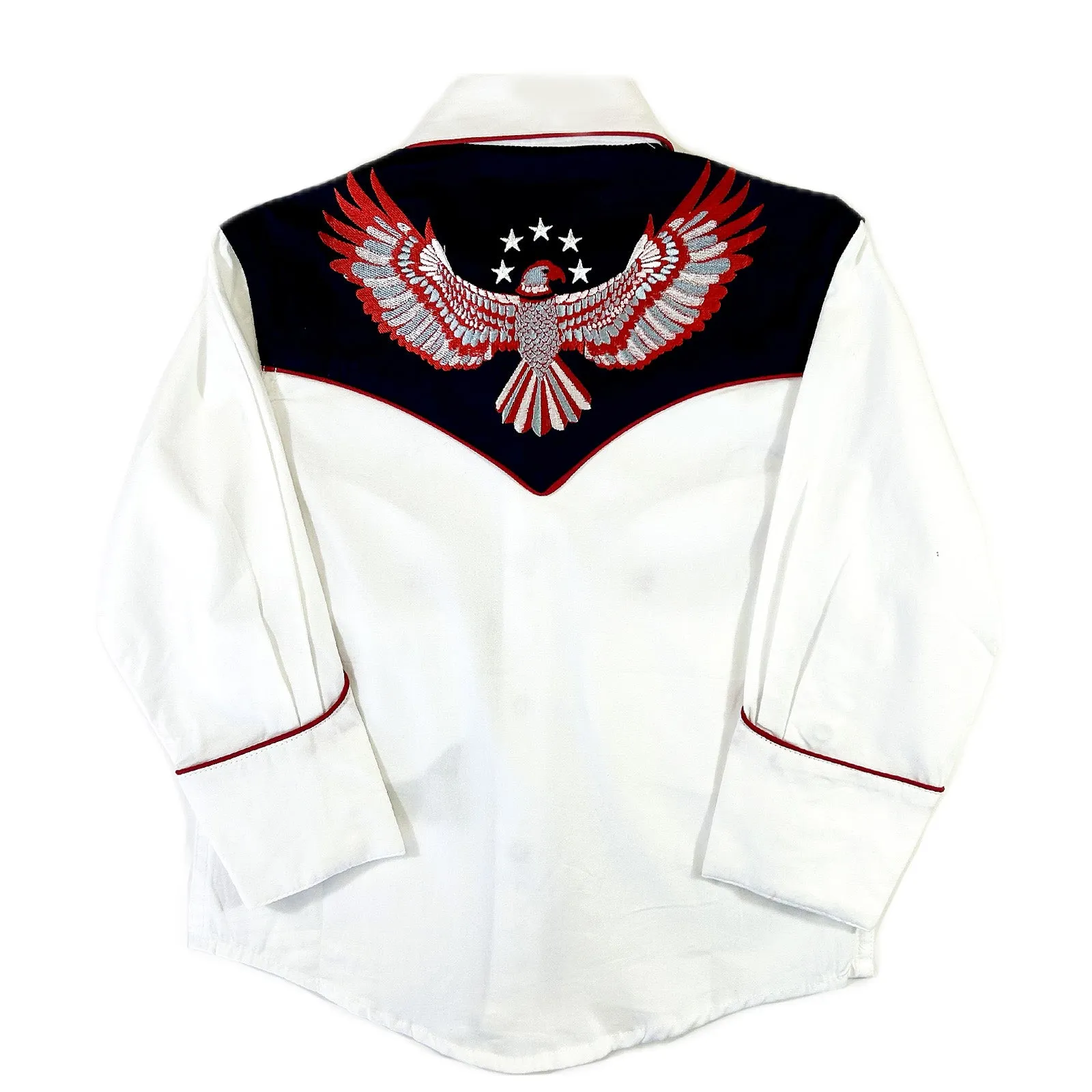 Kid's Embroidered Vintage USA Flag & Eagle Western Shirt