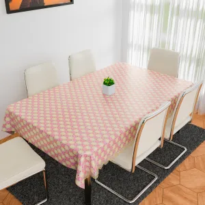 Kuber Industries Table Cover | Polyvinyl Dining Table Cloth Cover | Center Table Cover | Table Cover for Kitchen Table | Flower Maiva Table Cover for Hall Décor | 54x84 Inch | Pink