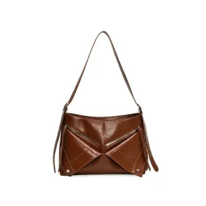 Large Shoulder Bags Leather Rivet Geometric Style Women Soft Zipper Crossbody