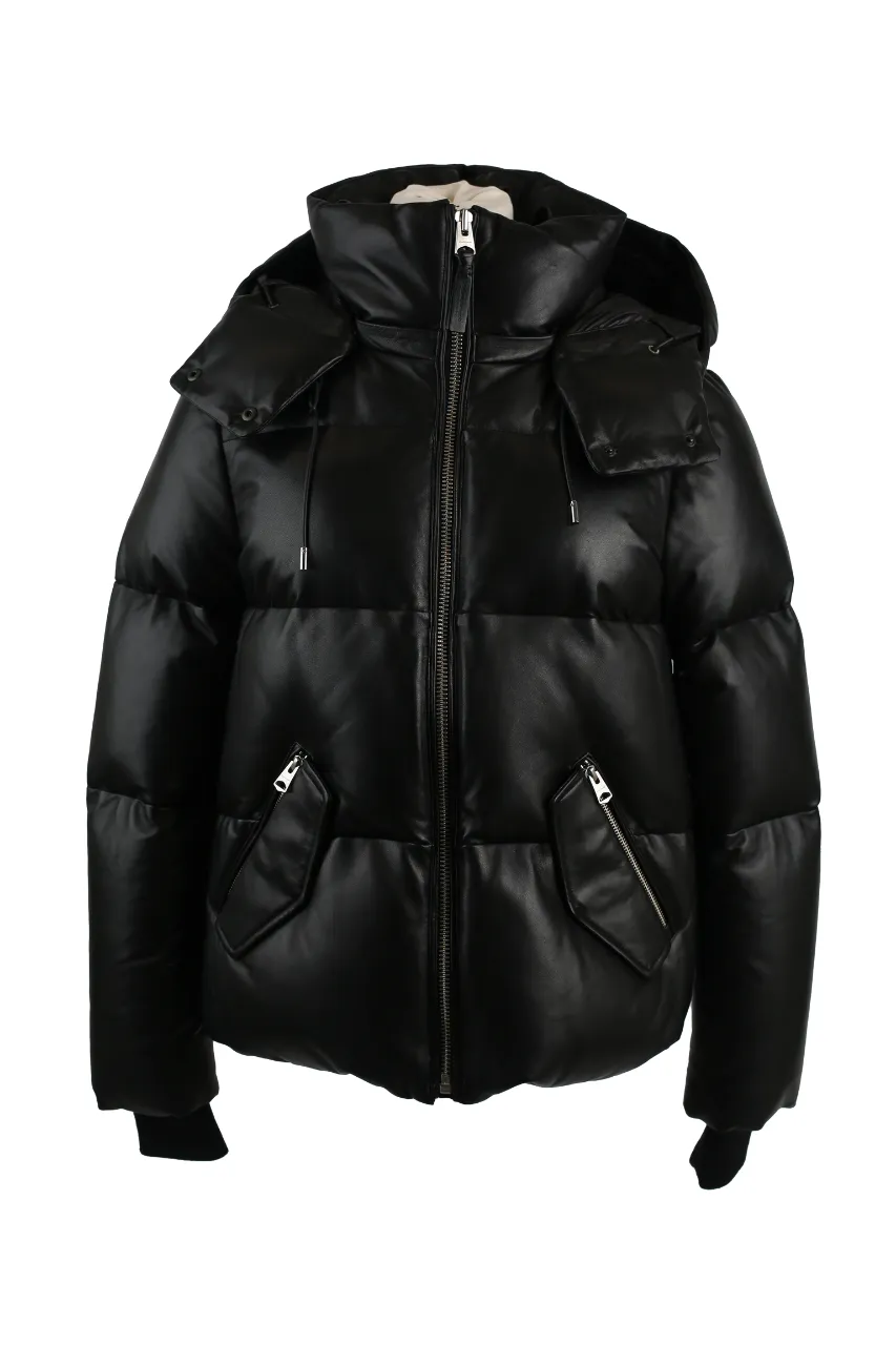 Leather Quilted Down Puffer Jacket