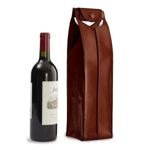 Leather Wine Bag Brown 1 Bottle