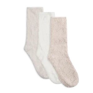 Lemon 3Pk Fur Cozy Crew Socks Pink