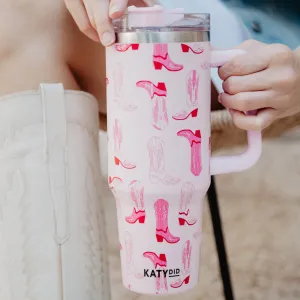 Light Pink Western Boots Wholesale Tumbler Cup w/ Handle