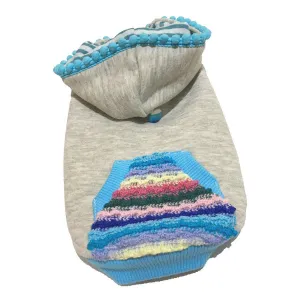 Lightweight Short Sleeve Marble Dog Hoodie Sky Blue
