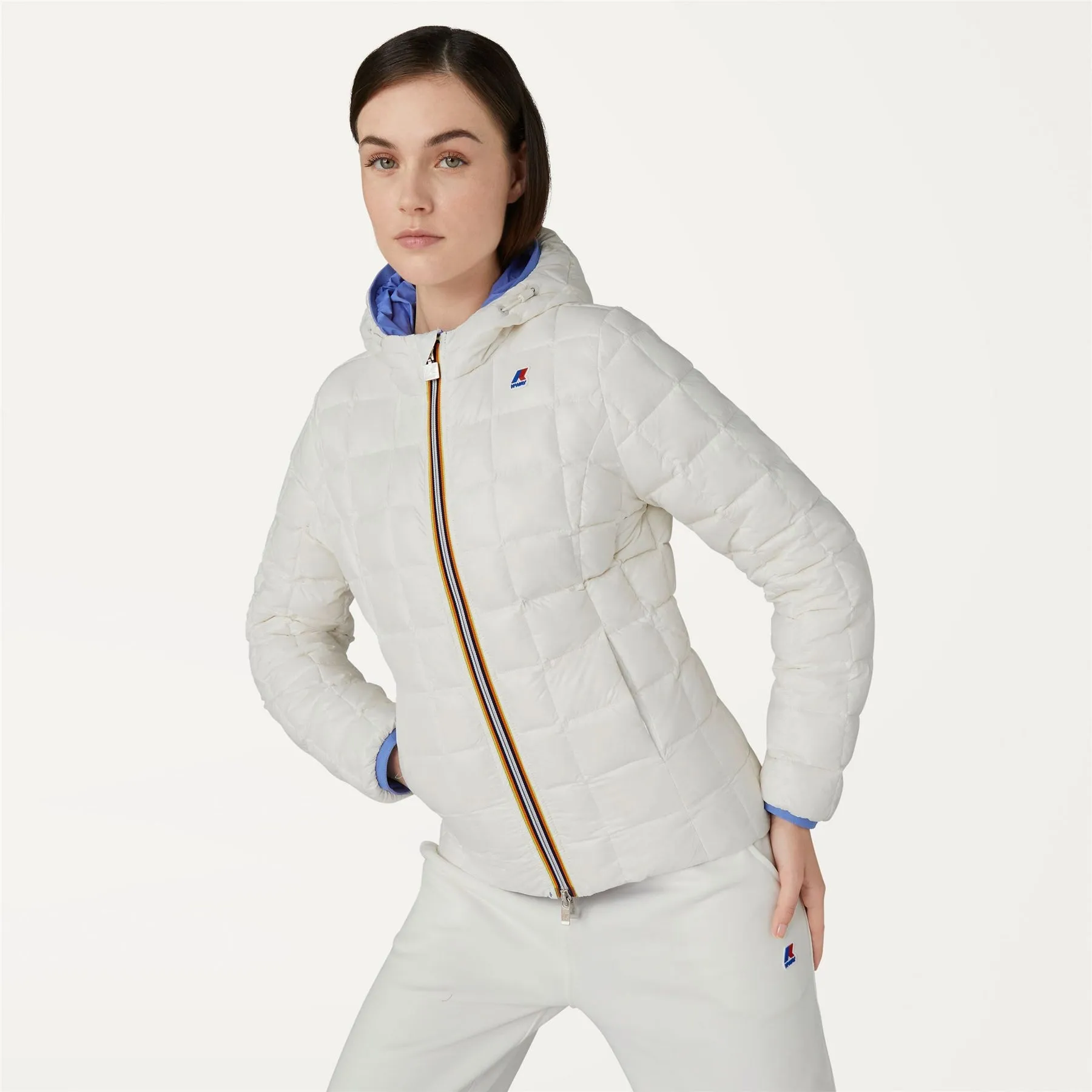 Lily Thermo Plus Reversible Hooded Slim Fit Jacket Azure Dk - White