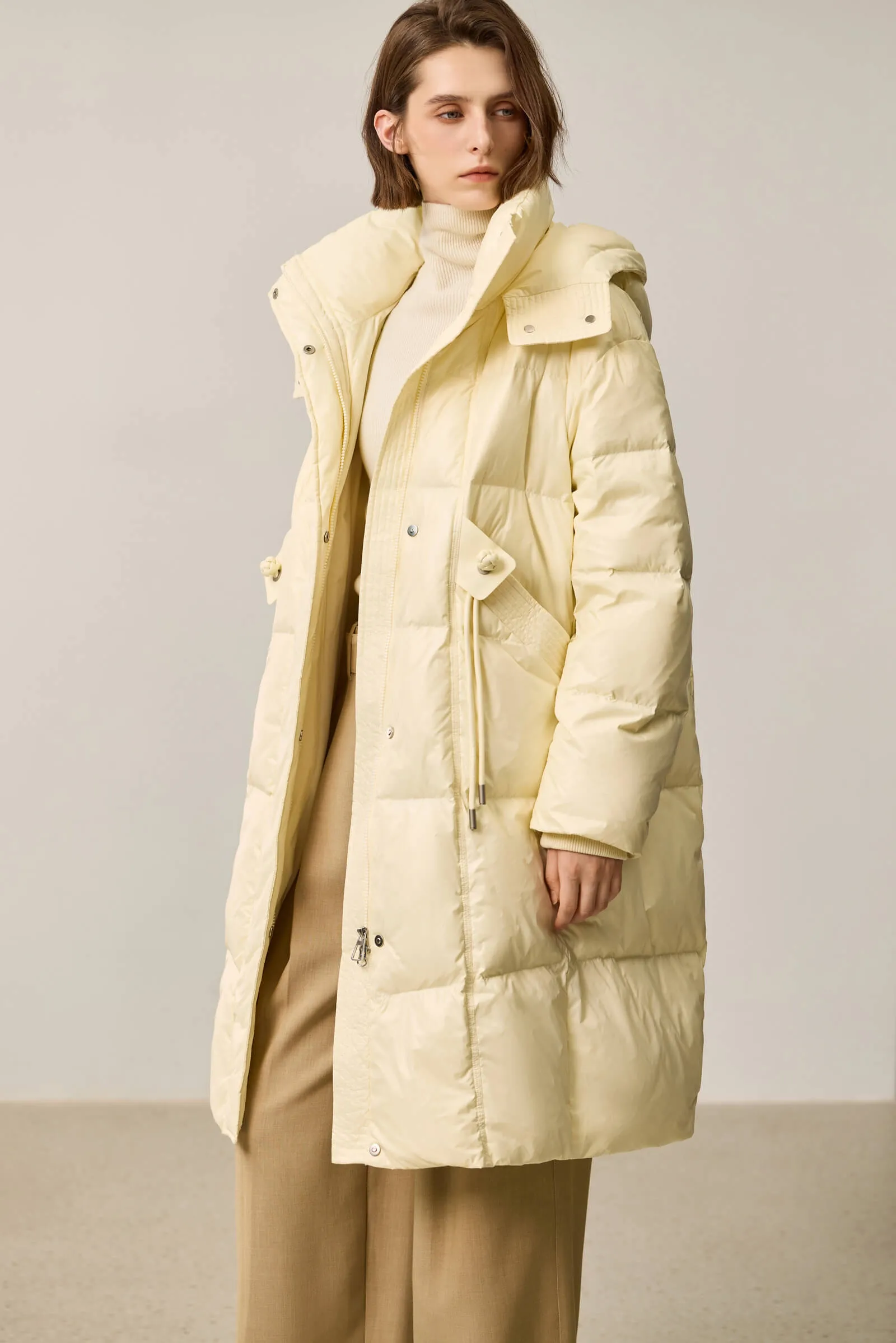 LILY Volcanic Rock 90% White Long Duck Down Coat