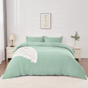 Linenova Pre-Washed Sage Green Quilt Cover Set