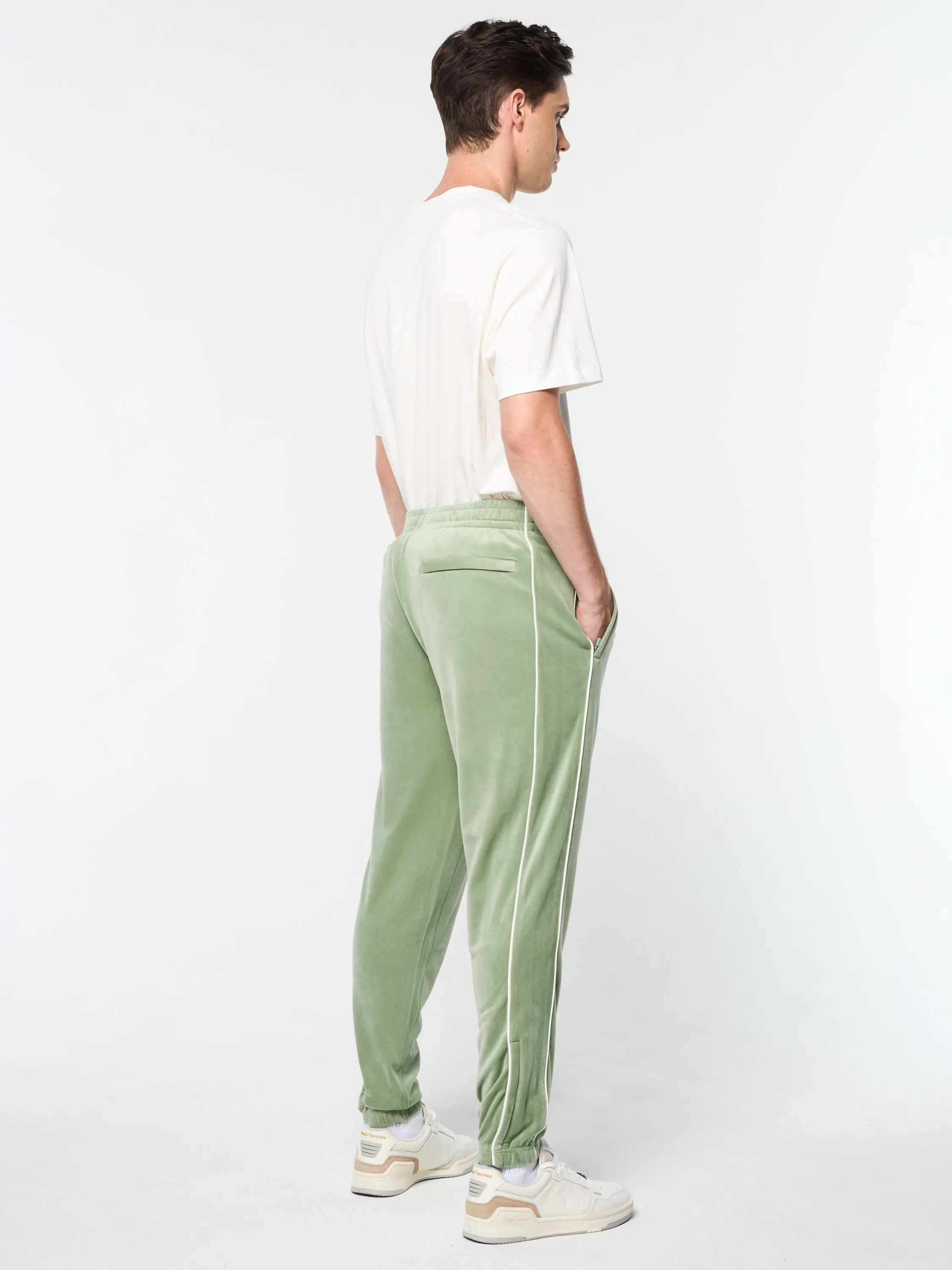 Lioni Velour Track Pant- Hedge Green