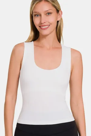 Liv White Cropped Padded Seamless Tank