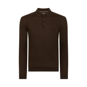 Long-Sleeved Knitted Polo - Dark Brown