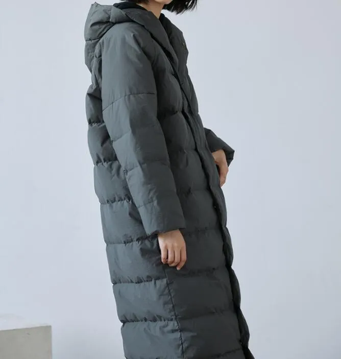 Long Winter Lightweight Duck Puffer Down Jacket,WaterProof Hooded Down Jacket Women 55663